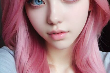 AI girl with pink hair wallpaper