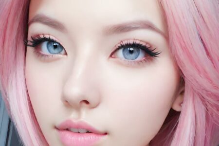 AI girl with pink hair wallpaper