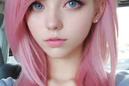 AI girl with pink hair wallpaper