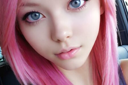 AI girl with pink hair wallpaper