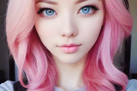 AI girl with pink hair wallpaper