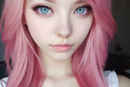 AI girl with pink hair wallpaper