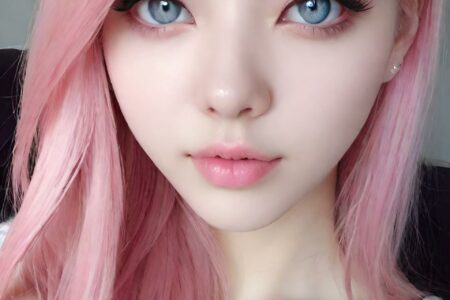 AI girl with pink hair wallpaper