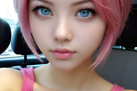 AI girl with pink hair wallpaper