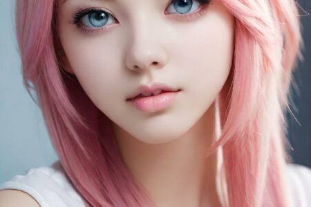 AI girl with pink hair wallpaper