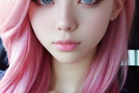 AI girl with pink hair wallpaper