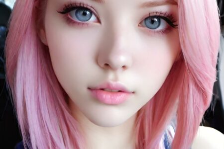 AI girl with pink hair wallpaper