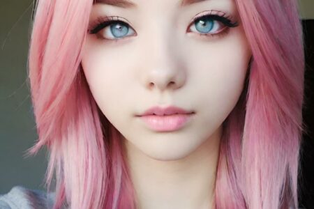 AI girl with pink hair wallpaper