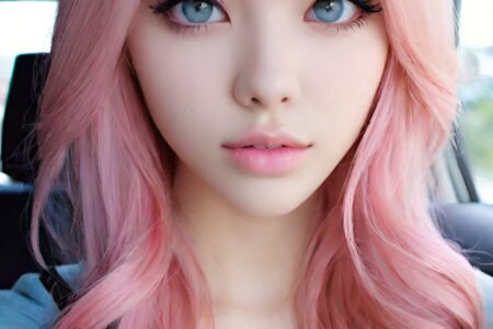 AI girl with pink hair wallpaper
