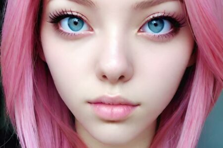 AI girl with pink hair wallpaper