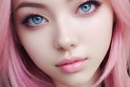 AI girl with pink hair wallpaper