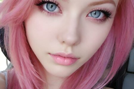 AI girl with pink hair wallpaper