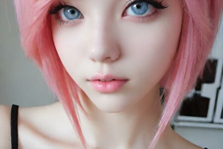 AI girl with pink hair wallpaper