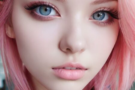 AI girl with pink hair wallpaper
