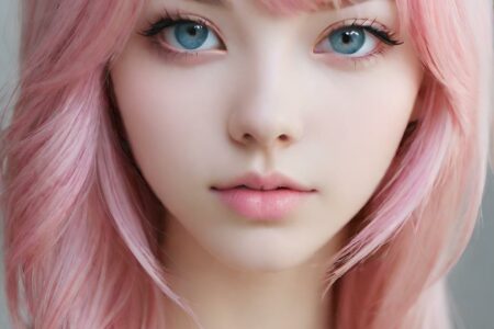 AI girl with pink hair wallpaper