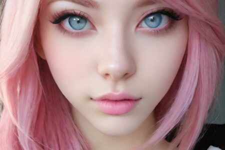 AI girl with pink hair wallpaper