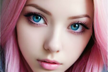 AI girl with pink hair wallpaper