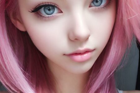 AI girl with pink hair wallpaper