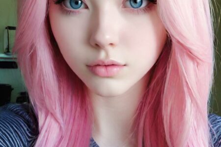 AI girl with pink hair wallpaper