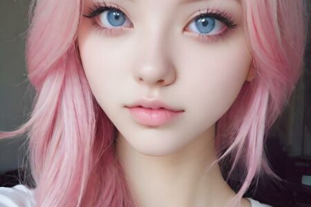 AI girl with pink hair wallpaper