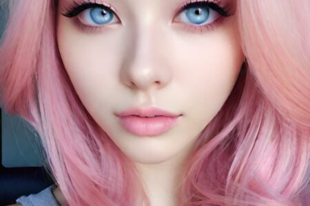 AI girl with pink hair wallpaper