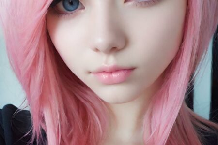 AI girl with pink hair wallpaper