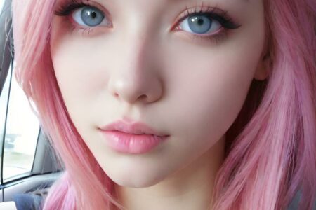 AI girl with pink hair wallpaper