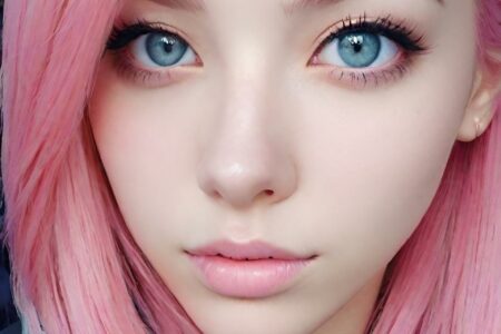 AI girl with pink hair wallpaper