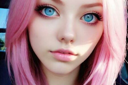AI girl with pink hair wallpaper