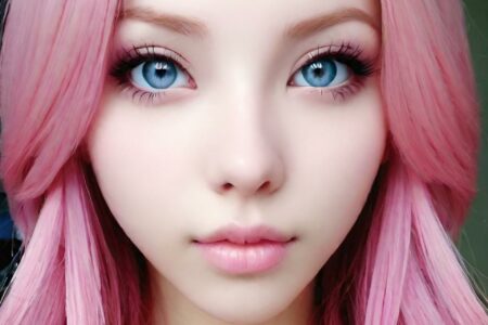 AI girl with pink hair wallpaper
