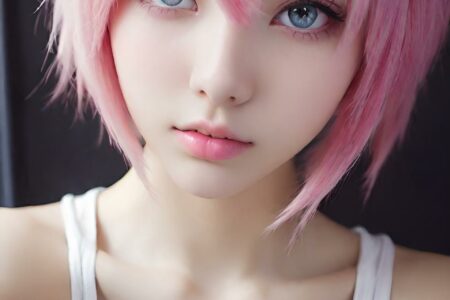 AI girl with pink hair wallpaper