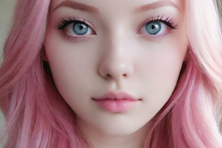 AI girl with pink hair wallpaper