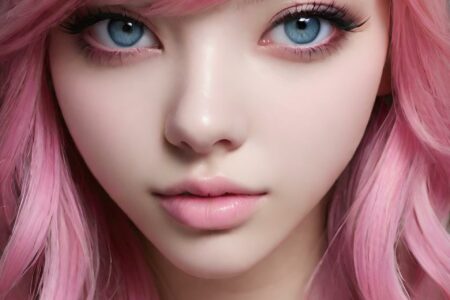 AI girl with pink hair wallpaper