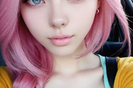 AI girl with pink hair wallpaper