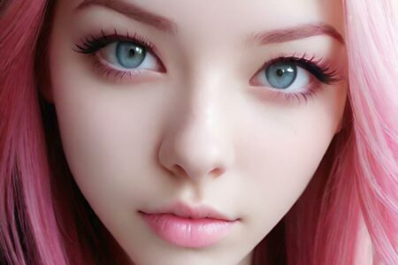 AI girl with pink hair wallpaper