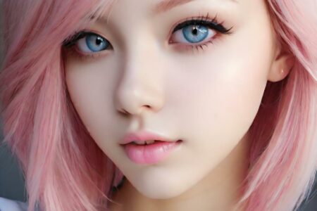 AI girl with pink hair wallpaper