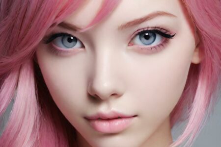 AI girl with pink hair wallpaper