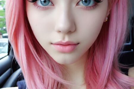 AI girl with pink hair wallpaper