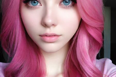 AI girl with pink hair wallpaper