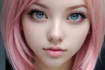 AI girl with pink hair wallpaper