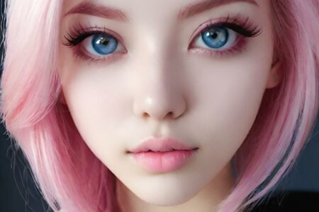 AI girl with pink hair wallpaper