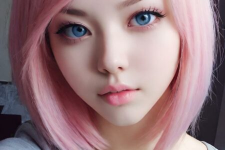 AI girl with pink hair wallpaper