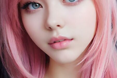 AI girl with pink hair wallpaper