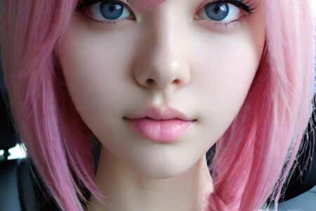 AI girl with pink hair wallpaper