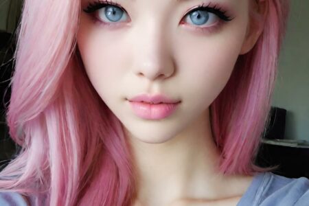 AI girl with pink hair wallpaper