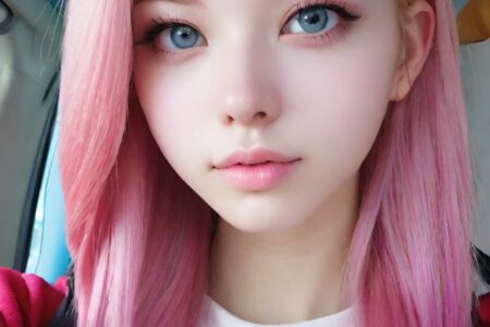 AI girl with pink hair wallpaper