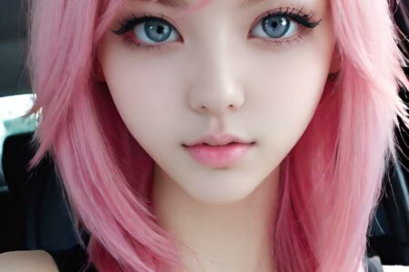 AI girl with pink hair wallpaper