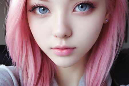 AI girl with pink hair wallpaper