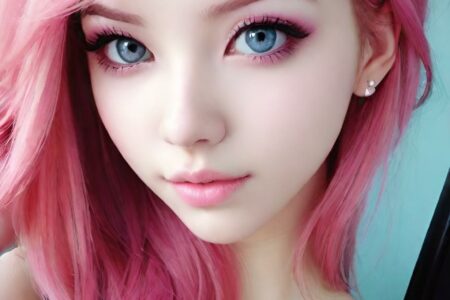 AI girl with pink hair wallpaper