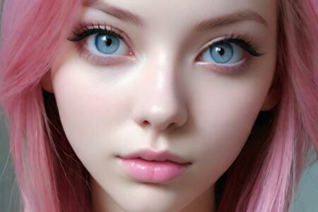 AI girl with pink hair wallpaper